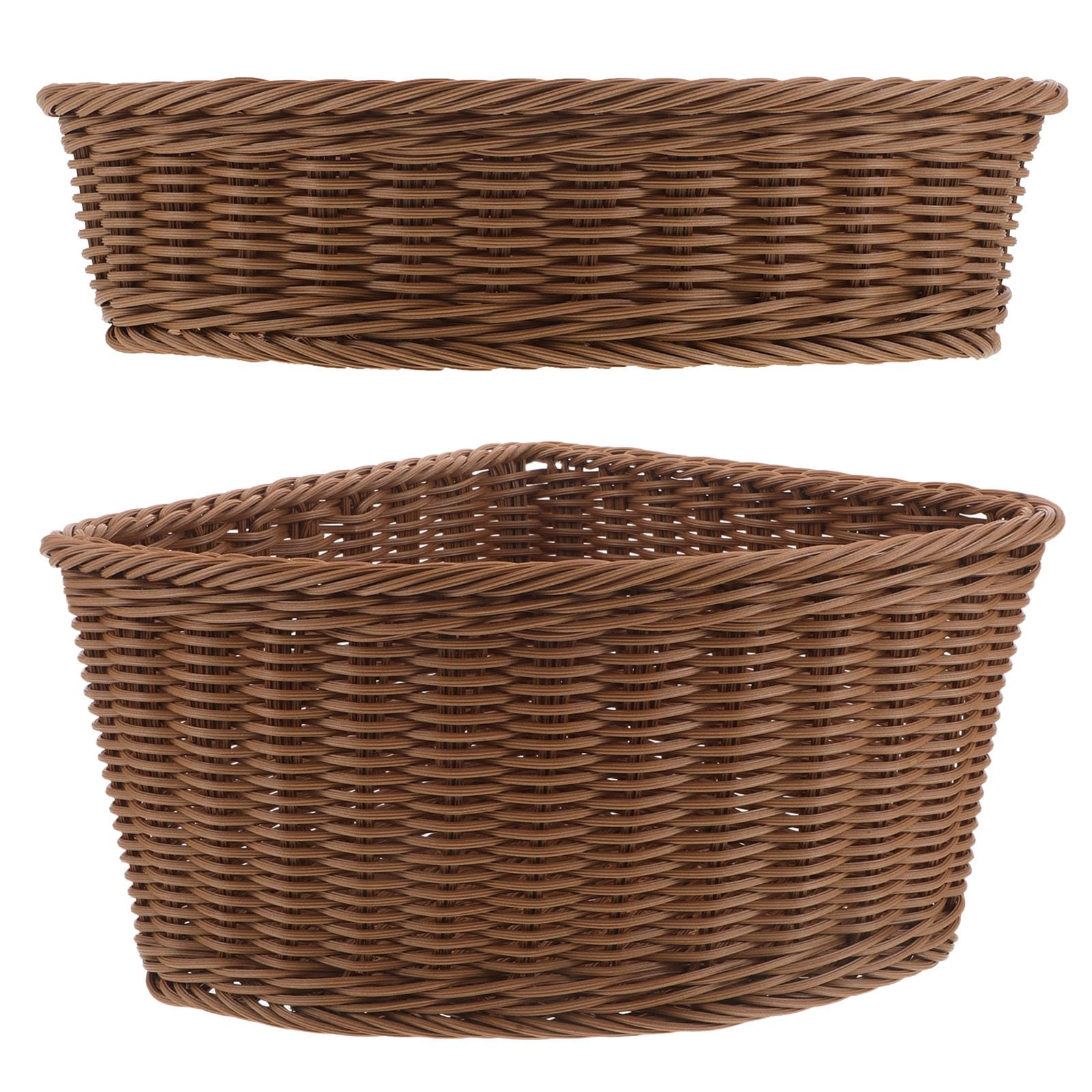 OUNONA 2 Pezzi Set di Cestini Angolari Semicircolari in Plastica Effetto Rattan, Resistente All'usura Quotidiana, per Organizzare Piccoli Oggetti, per Decorazione Casa e Tavolini