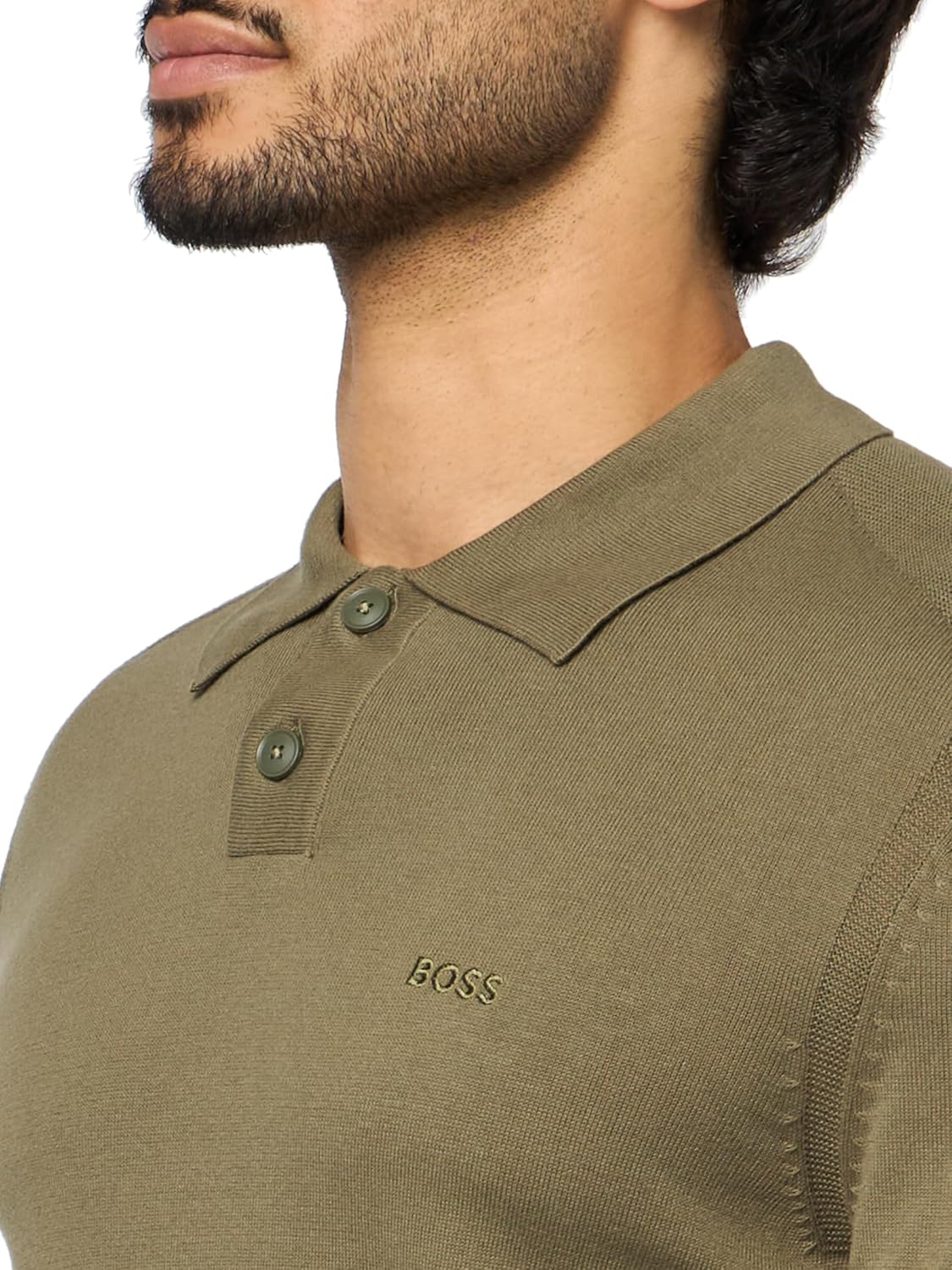 BOSS, Small Logo Wool Blend Sweater, Kalamata Green, S - Image 3