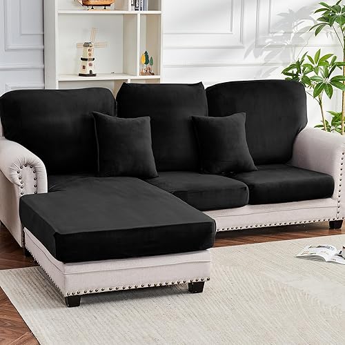 Miniatura 91 de Funda para sofá, funda de cojín de terciopelo elástico de 2 piezas, funda elástica lavable para asiento o respaldo, fundas de asiento de sofá para