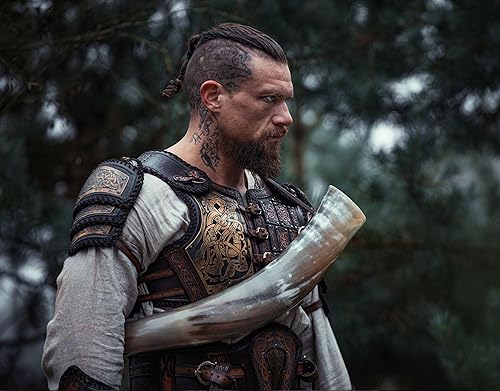 Vista 22 de Norse Tradesman Cuerno de guerra vikingo: trompeta de batalla de cuerno de soplado de 18 pulgadas hecha de auténtico cuerno de buey premium, una