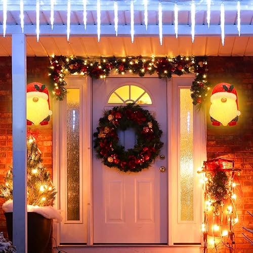 Miniatura 3 de Paquete de 2 cubiertas de luz de porche de Papá Noel de Navidad para exteriores, postes de luz rojoscubiertas de lámpara para decoración de puertas