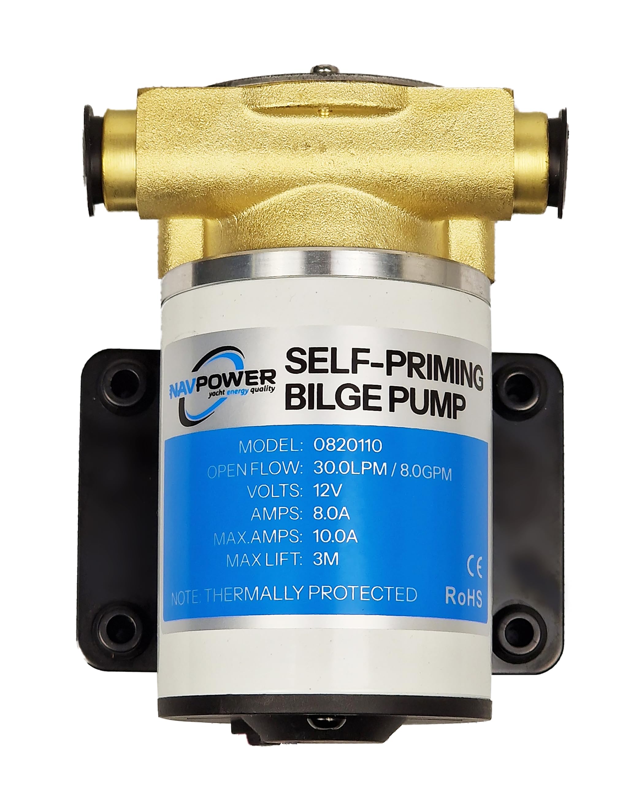 Pompa Autoadescante 12V NAVPOWER per barca, Corpo in Bronzo, Portata 33L/min – Per Sentina, Travaso Acqua, Liquidi Puliti