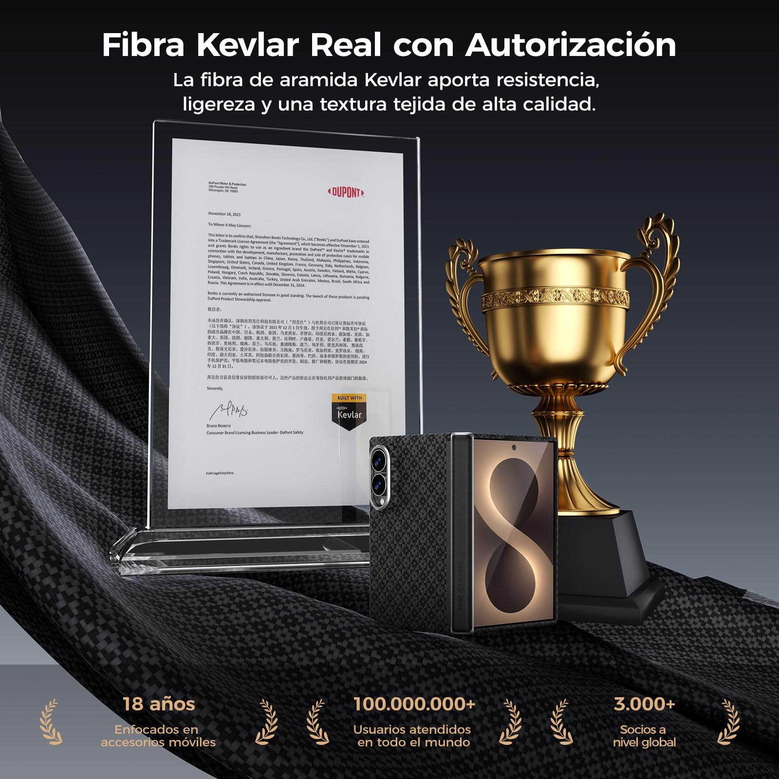 BENKS ArmorGrid Air Funda para Samsung Galaxy Z Fold 8 para MagSafe | Ultrafina en Fibra de Aramida Kevlar, Protección de Bisagra, Ligera Minimalista, Delgada y Cómoda al Tacto
