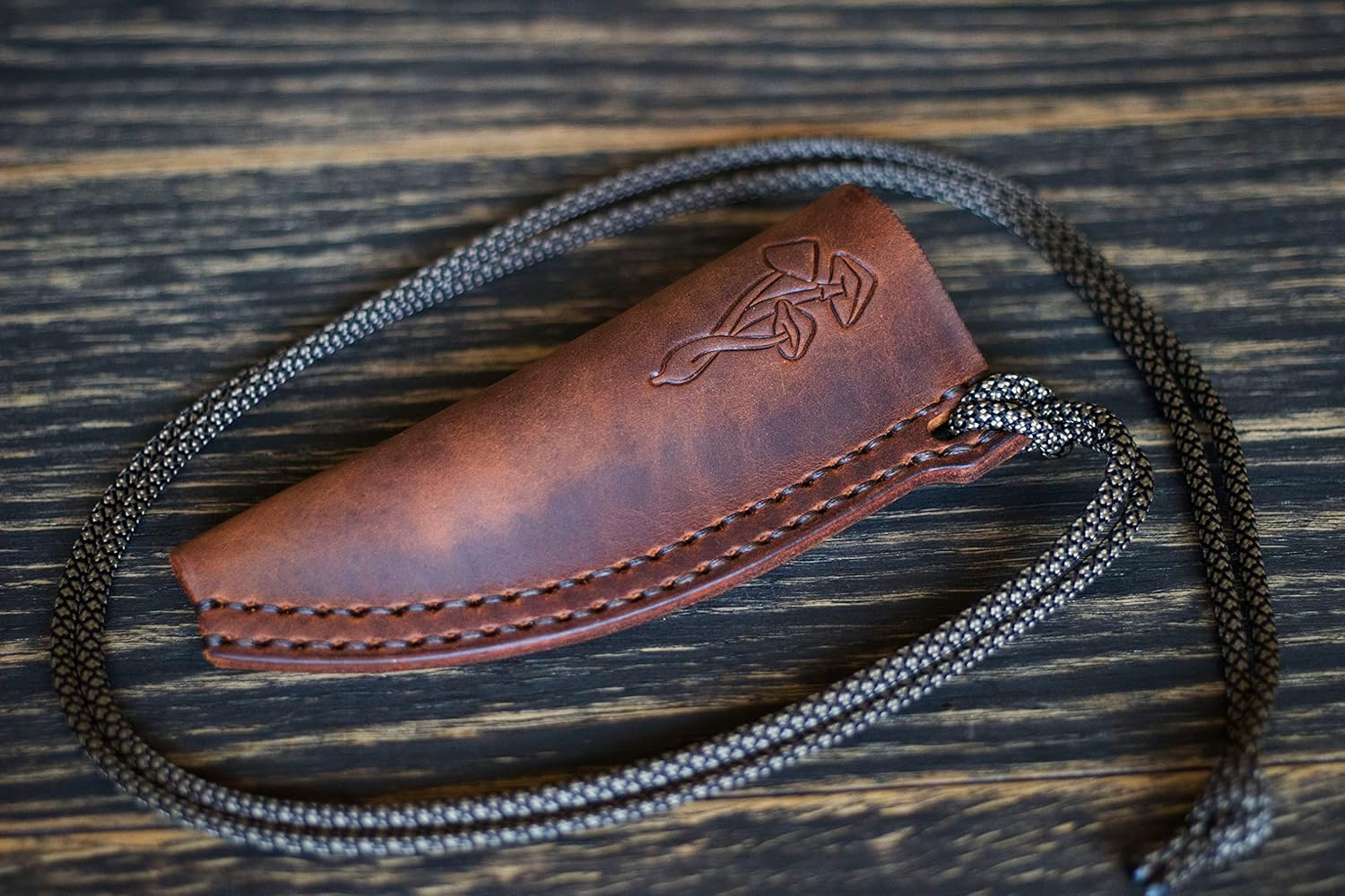Leather sheath for mushroom knife Opinel is designed to be carried in a pocket, bag on a belt or neck - Y2S
