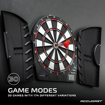 Accudart Spark Electronic Dartboard 30 Games, 174 Variations, Computer Challenge Mode, EasyRead LED Scoring for Up to 8 Players Includes 6 SoftTip Darts & Extra Tips