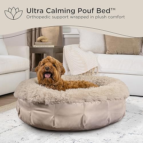 Miniatura 3 de Best Friends by Sheri Puf Ultra Calmante Cama de Lujo en forma de dona para perro, Bronceado, Mediana, 30 x 30 pulgadas