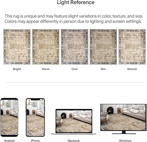 Miniatura 5 de ReaLife Rugs Alfombra lavable a máquina, para sala de estar, dormitorio, baño, cocina, entrada y oficina, acolchada de pelo bajo, resistente a las