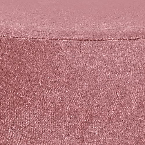 Miniatura 6 de Homebeez Taburete otomano redondo de terciopelo para sala de maquillaje, reposapiés pequeño con base dorada, rosa