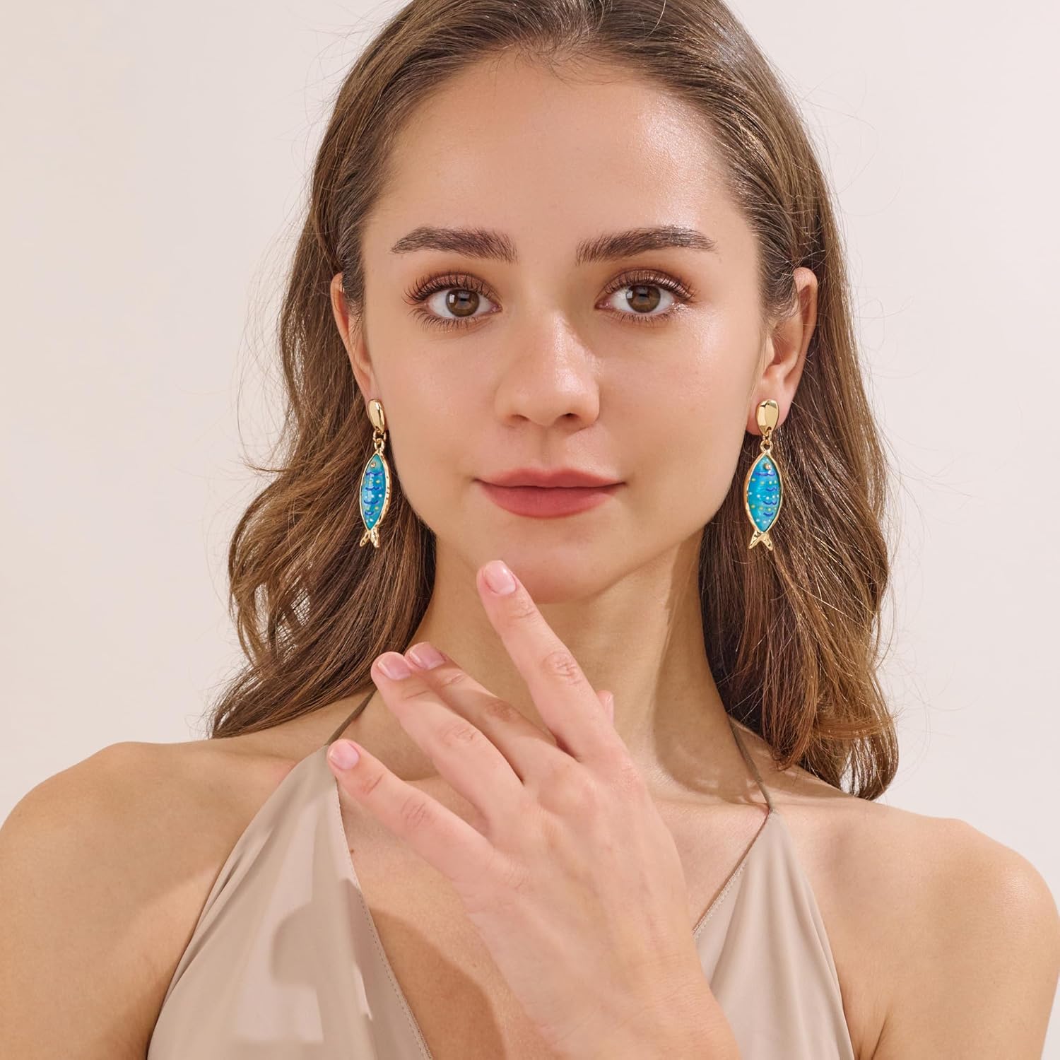 MUYAN Blue Boho Fish Earring for Women Acrylic Gold Fish Dangle Earrings Summer Vacation Beach Accessories - Image 4