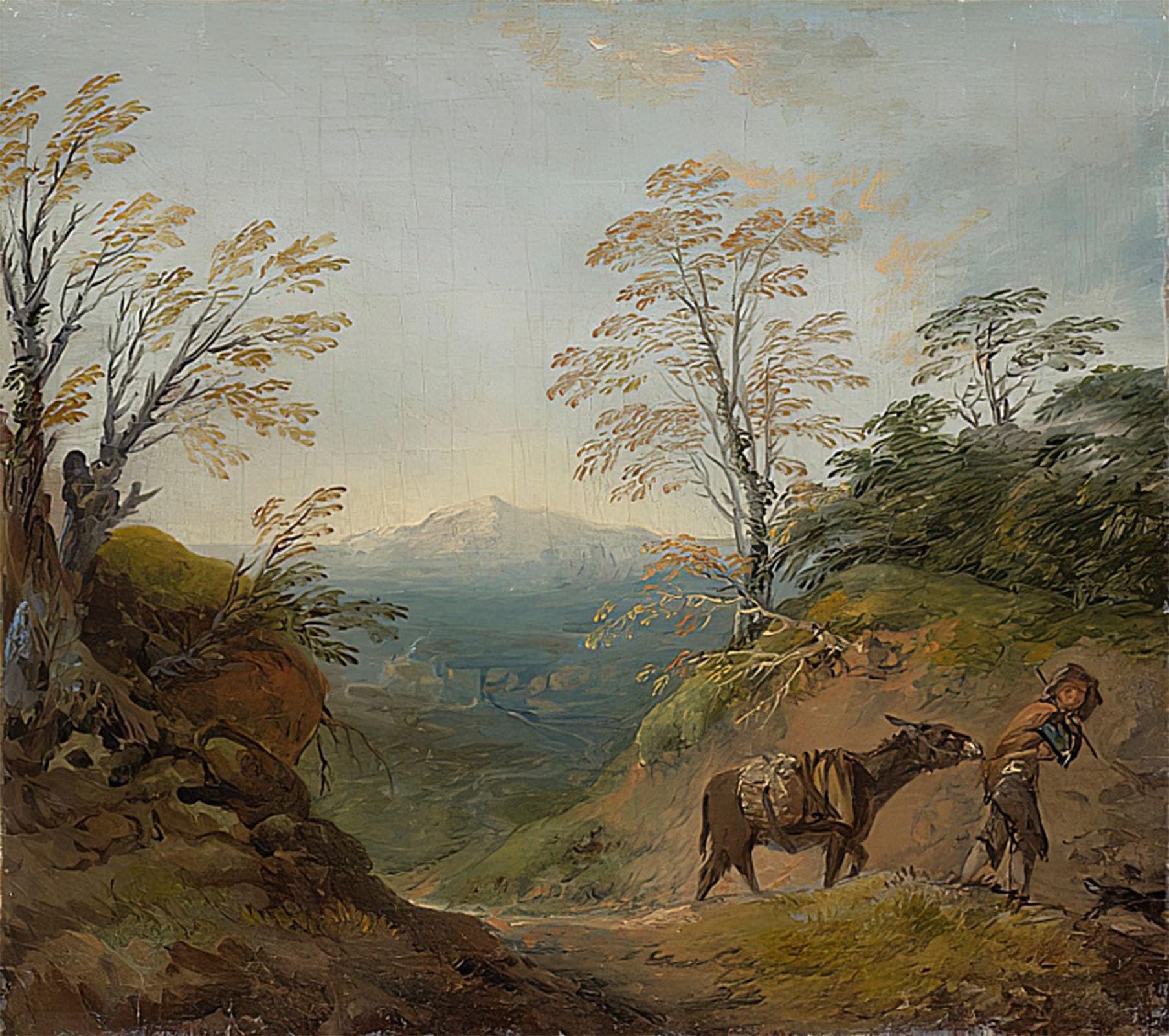 ARTXLXXBN Famous Painting Art Wall Decor Abstract Art Picture Wooded Landscape with a Boy Leading a Donkey and Dog by Gainsborough Animal Pictures for Home Decor 60x90cm