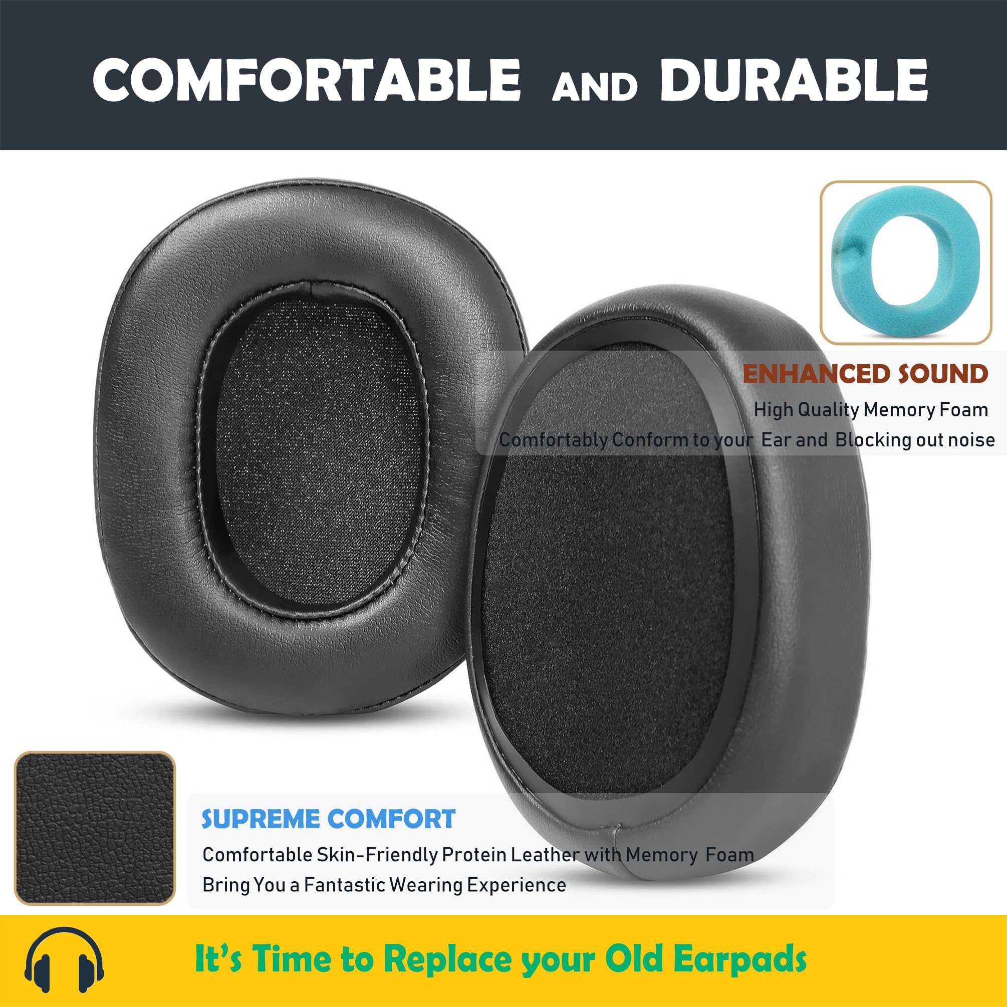 Crusher ANC Earpads and Headband Replacement for Skullcandy Crusher Wireless Crusher ANC/Crusher Evo/Crusher 360/Hesh 3 Headphones Ear Pads with Protein Leather 3