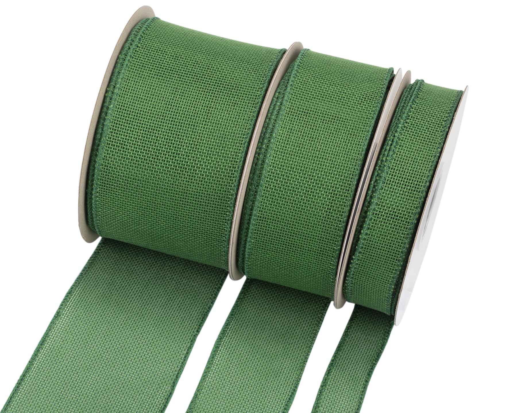 Ribbonitlux Forest Green Burlap Wired Ribbon, 100mm x 18 Meters, Wired Edge Burlap Ribbon for Gift Wrapping Big Bow, Wreath - Image 3