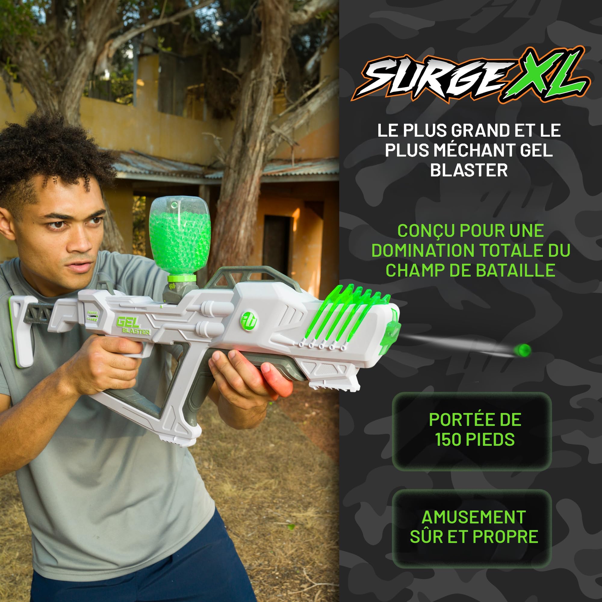 Gel Blaster Surge – Blaster Haute Performance Semi/auto, Portée 30 M, 10 000 Billes, Batterie Intégrée, 2 Canons – Dès 14 Ans