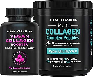 Vital Vitamins Vegan Collagen Booster + Multi Collagen Peptides Powder