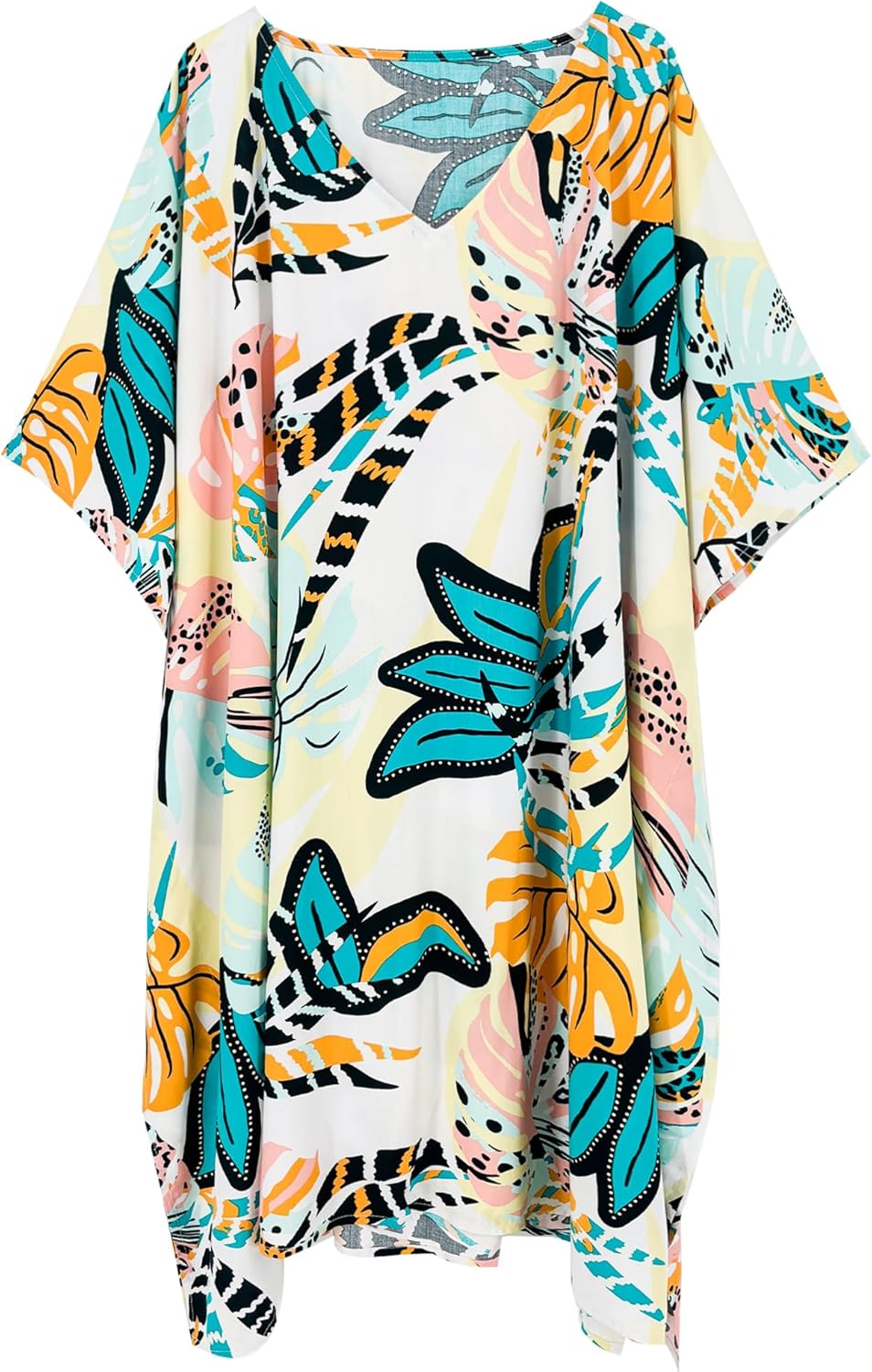 Moss Rose Women's Swimsuit Cover up Beach Kaftan for Bathing Suit with Floral Pattern - Image 2