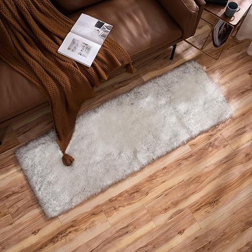 Miniatura 6 de MIULEE - Tapete rectangular de pelo sintético, decorativo, supersuave, mullido, para poner al lado de la cama, sofá, suelo y habitación del bebé, 2