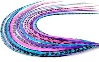 Purple, Pink & Turquoise Real Rooster Feather Kit, 21 Count