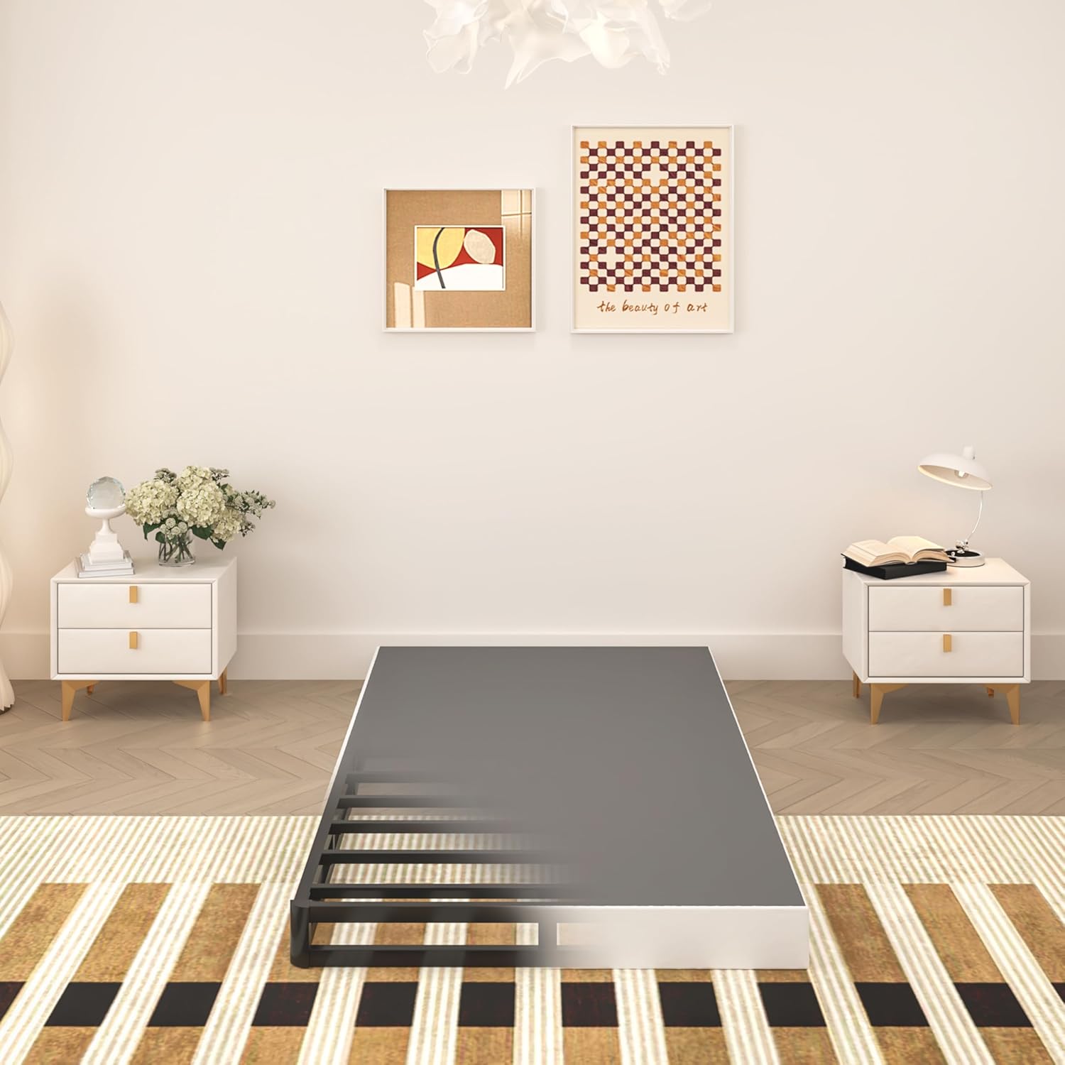 5 Inch Twin Box Spring, Heavy Duty Metal Mattress Foundation, 2500 lbs Capacity, Low Profile, Noise-Free, Easy Assembly with Fabric Cover