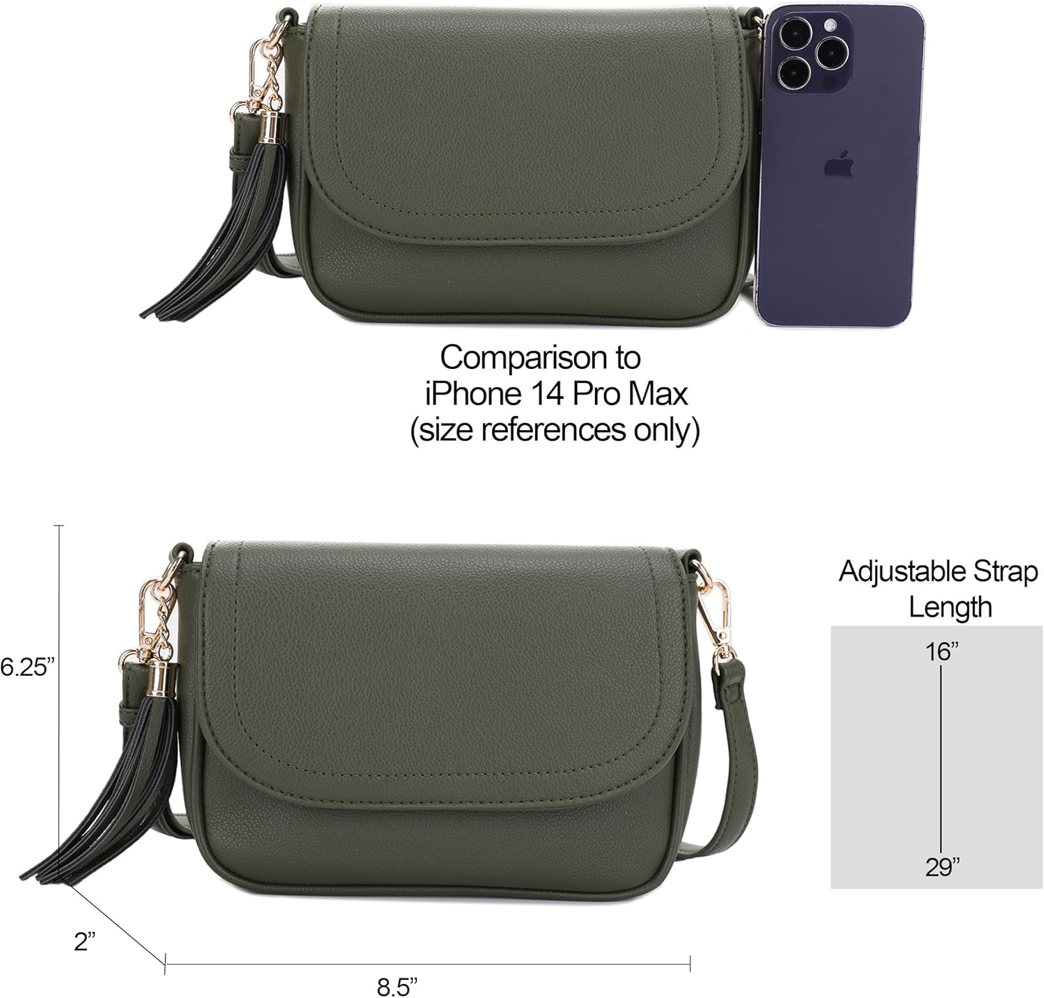 EVVE Small Crossbody Bags for Women Trendy Flap Saddle Purses with Tassel Vegan leather Shoulder bag | Small, Trendy, Flap, Purses, with Tassel, Small - Image 5