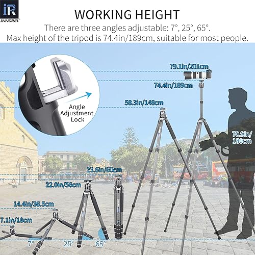 Vista 20 de Trípode de fibra de carbono INNOREL KT324C sin cabeza Trípode de viaje compacto portátil profesional para cámara digital DSLR Soporte de soporte