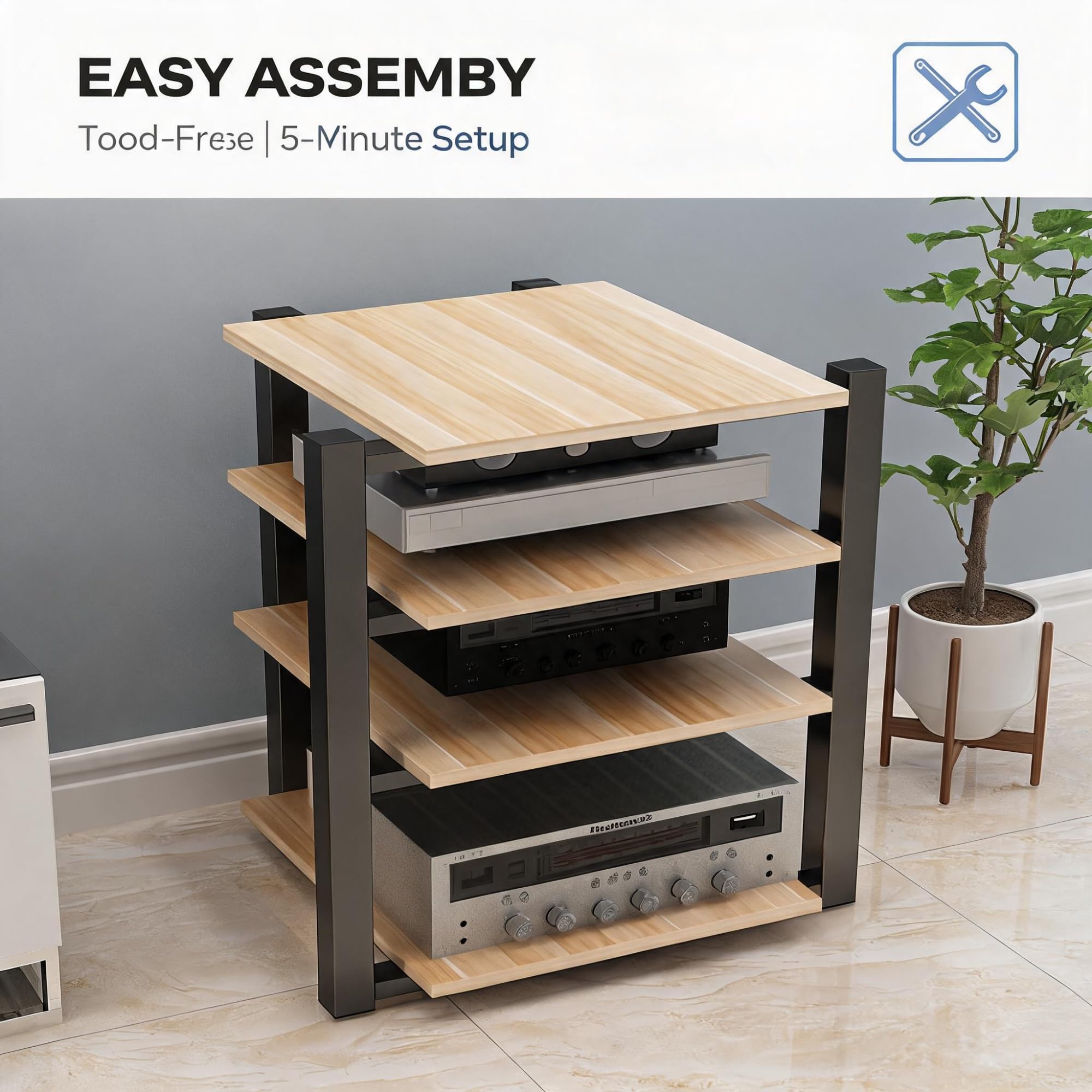 Supporto per audio rack, torre di intrattenimento a 2/3/4 livelli per home theater o ufficio, armadietto audio resistente per organizzare apparecchiature AV