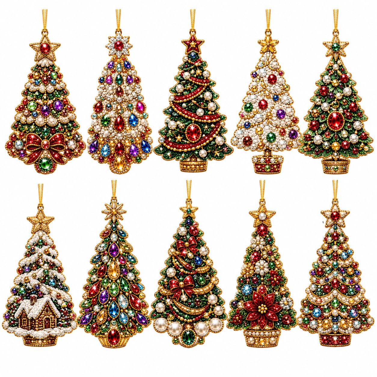 10Pcs Pearl Art Christmas Ornaments DIY Pearl Diamond Art Kits for Adults — image 1