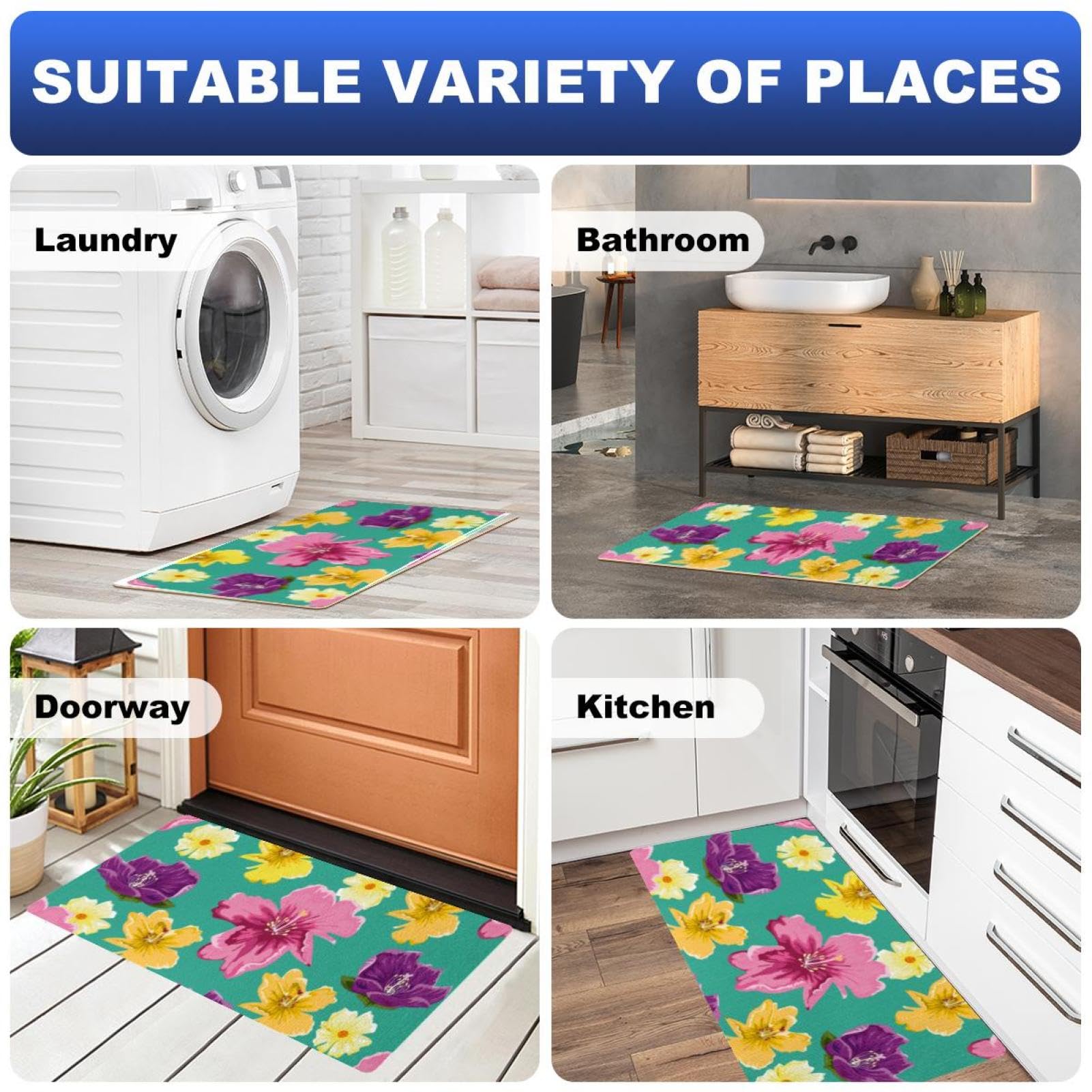 Blumenteppich Für Die Küche – Rutschfeste Anti-Ermüdungsmatte 40 X 70 & 40 X 120 Cm