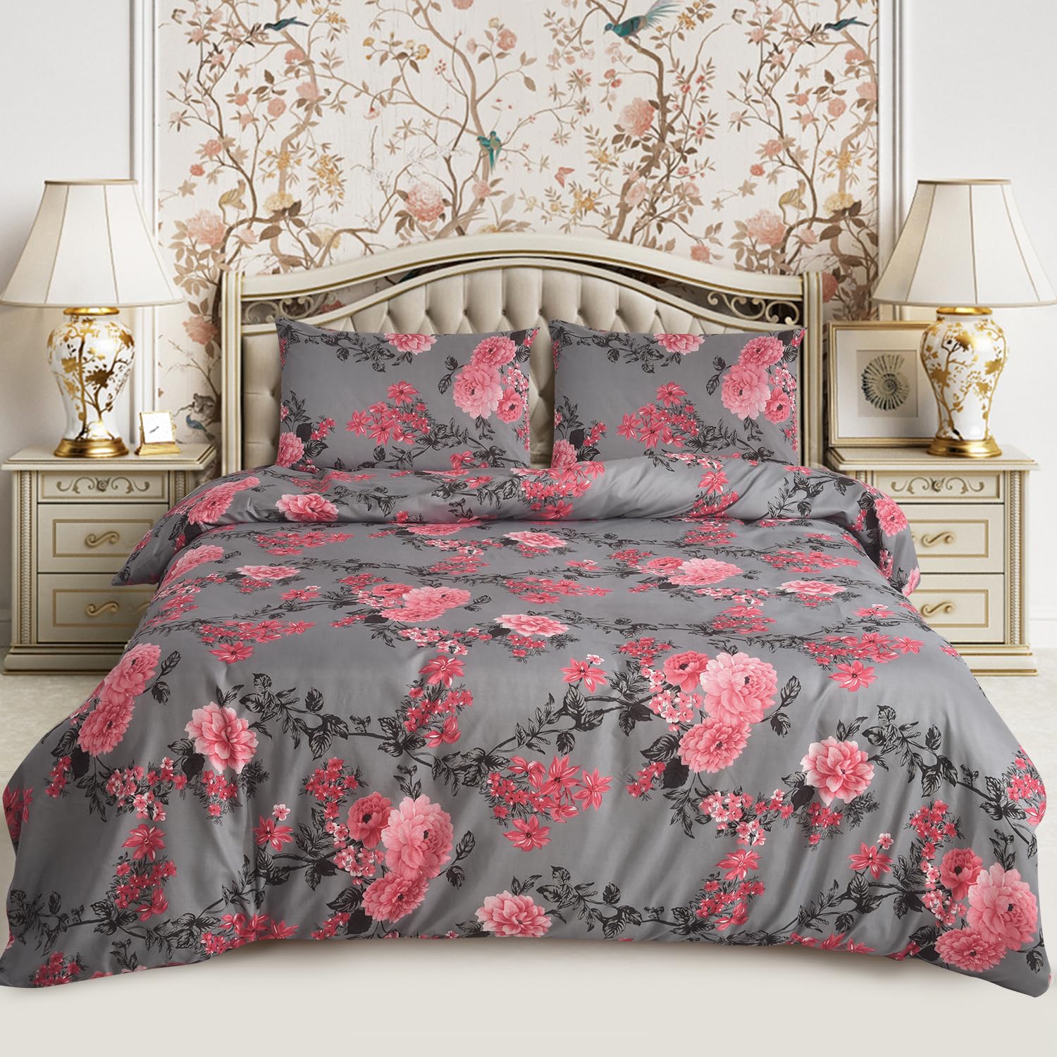 ZIMEL HOMES Duvet Cover with Fitted sheet & Pillow Case Quilt Cover Bedding Set Single Double King 20 Designs (104, Super King)