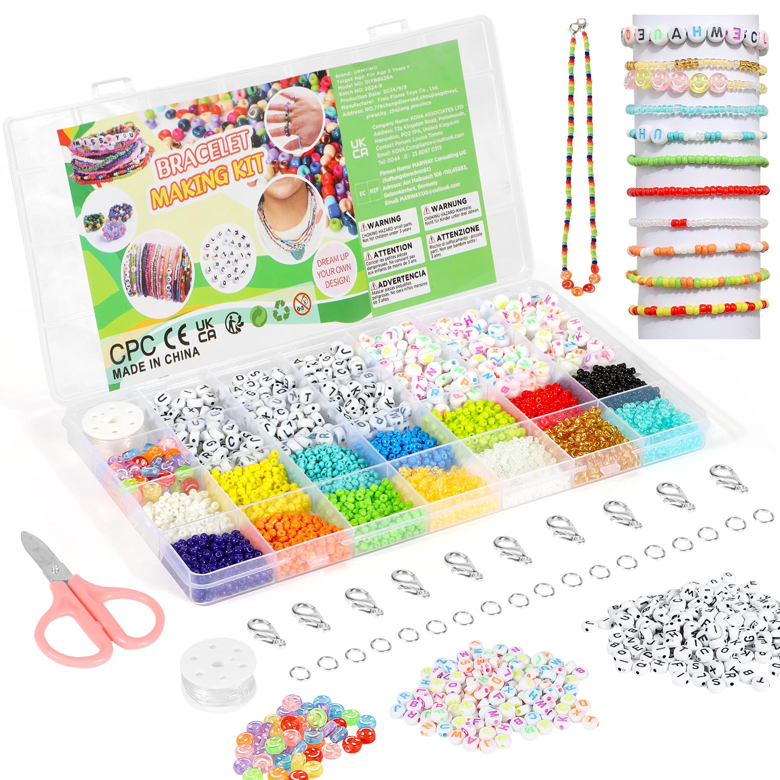 URMYWO Juego de cuentas para pulseras, mini juego de abalorios, cuentas para enhebrar para Navidad, kit de creación de pulseras, adultos para Navidad, vacaciones, cumpleaños, fiestas
