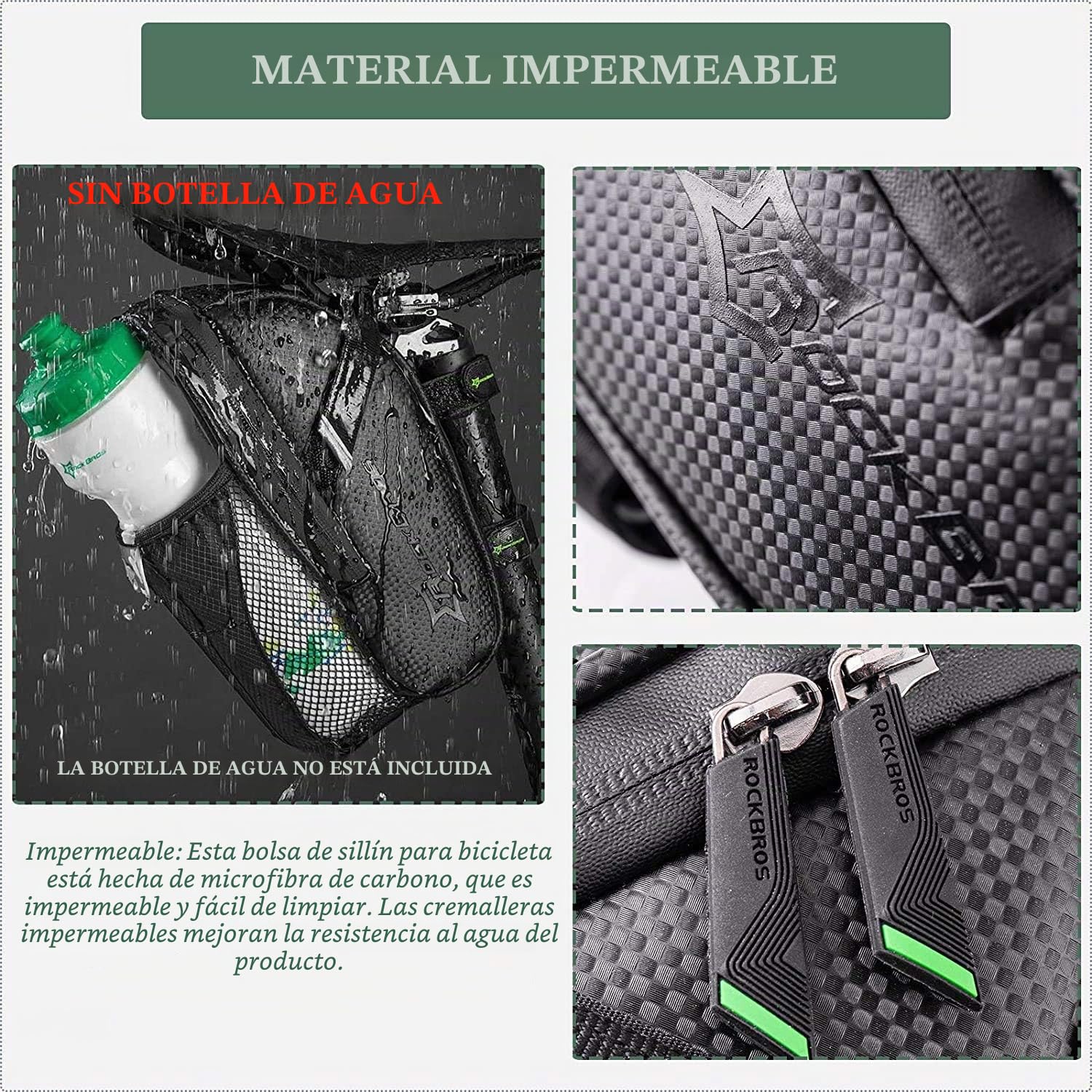 ROCKBROS Bolsa Sillín de Bicicleta, Alforja Asiento Grande Multifunción para Bidón, para MTB Bicicleta Carretera