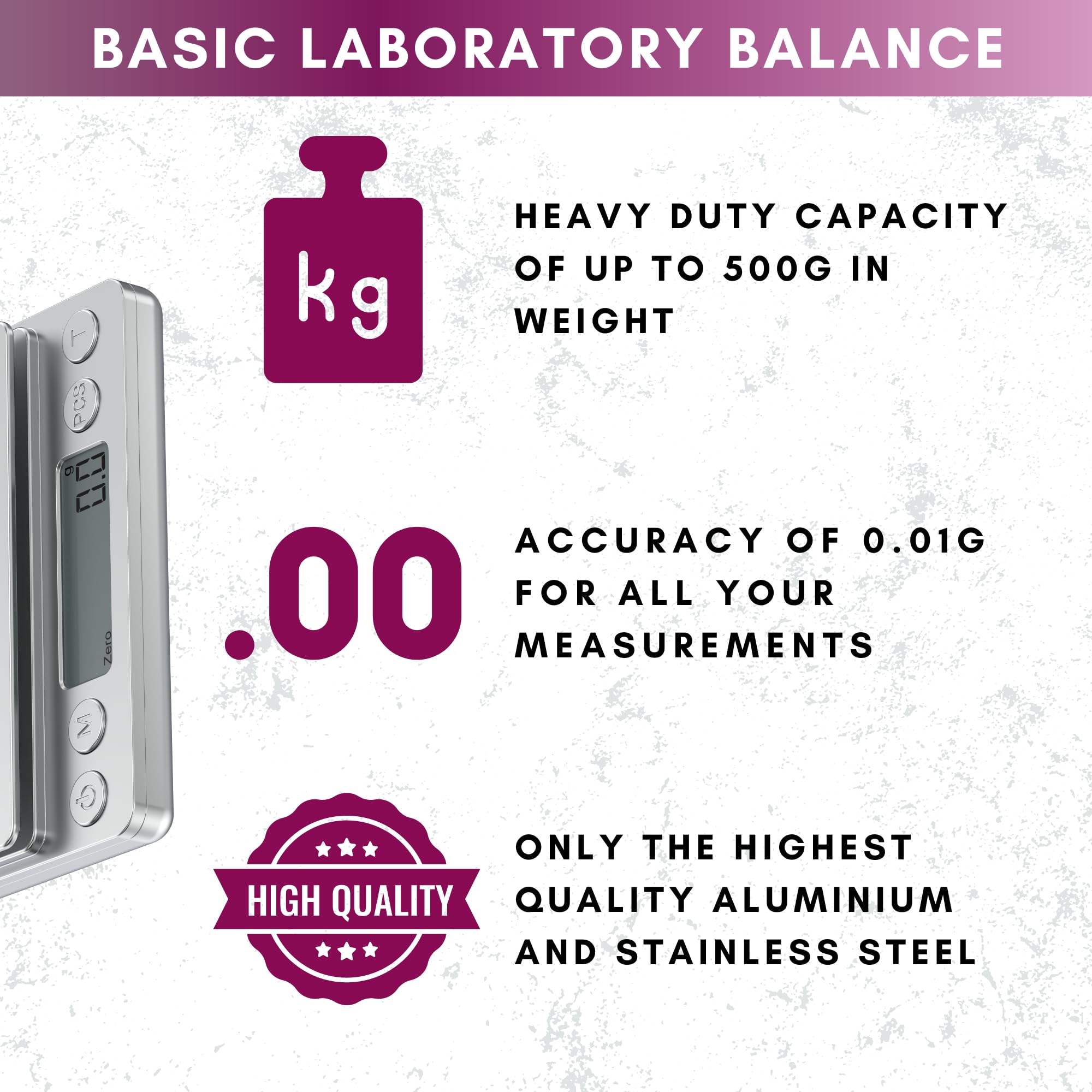 Labsales Academy Basic - Báscula de pesaje digital de laboratorio, mini balanza analítica de laboratorio, para laboratorios y joyeros, utilizada para polvos, oro, joyas y muestras, 500 g - 3000 g,