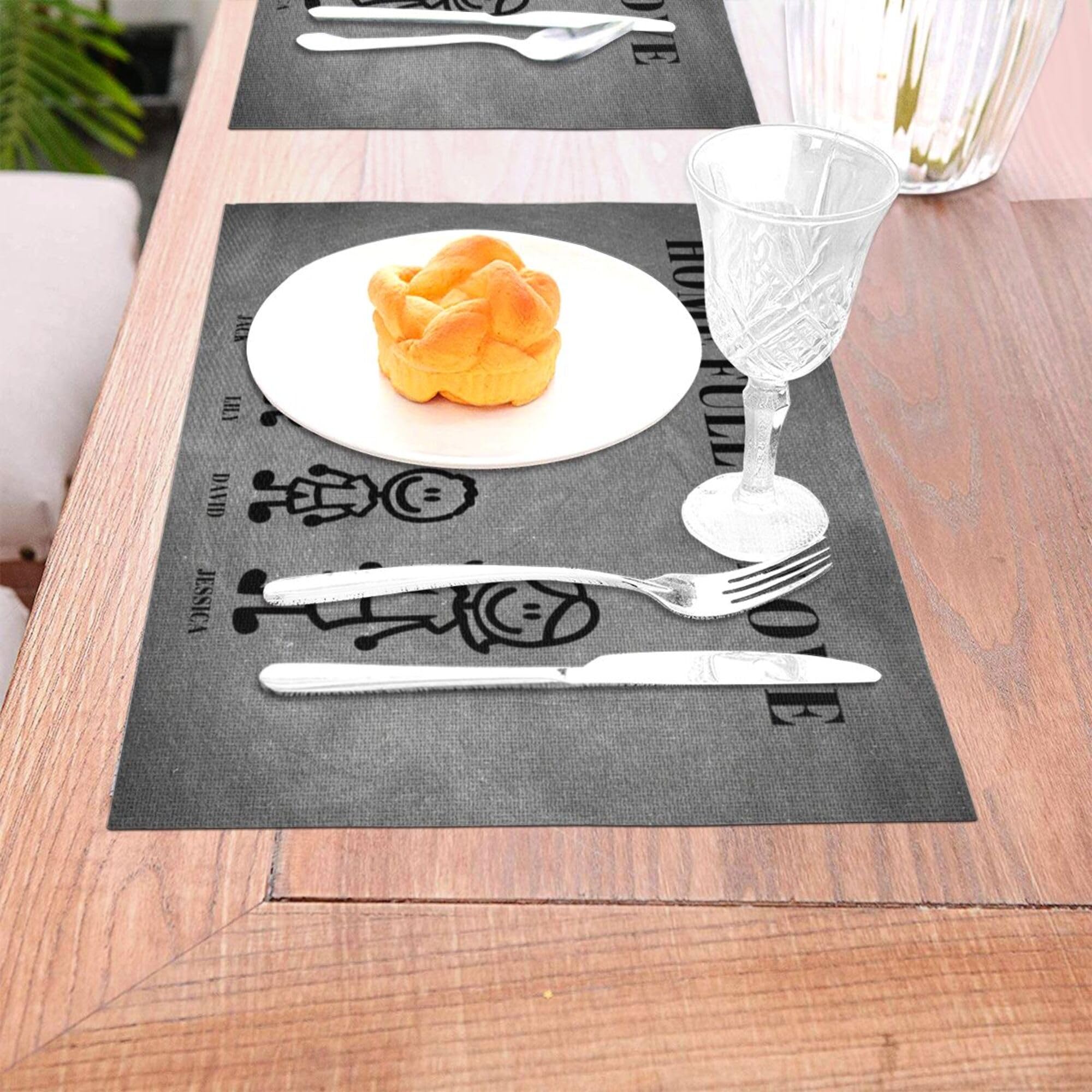 Personalisiertes Familie Tischset - Platzset selbst gestalten 6 Familienmitglied - Platzset mit eigenem Foto und Text - Platzdeckchen Geschenk Geburtstag, Weihnachten, Freunde, Familie