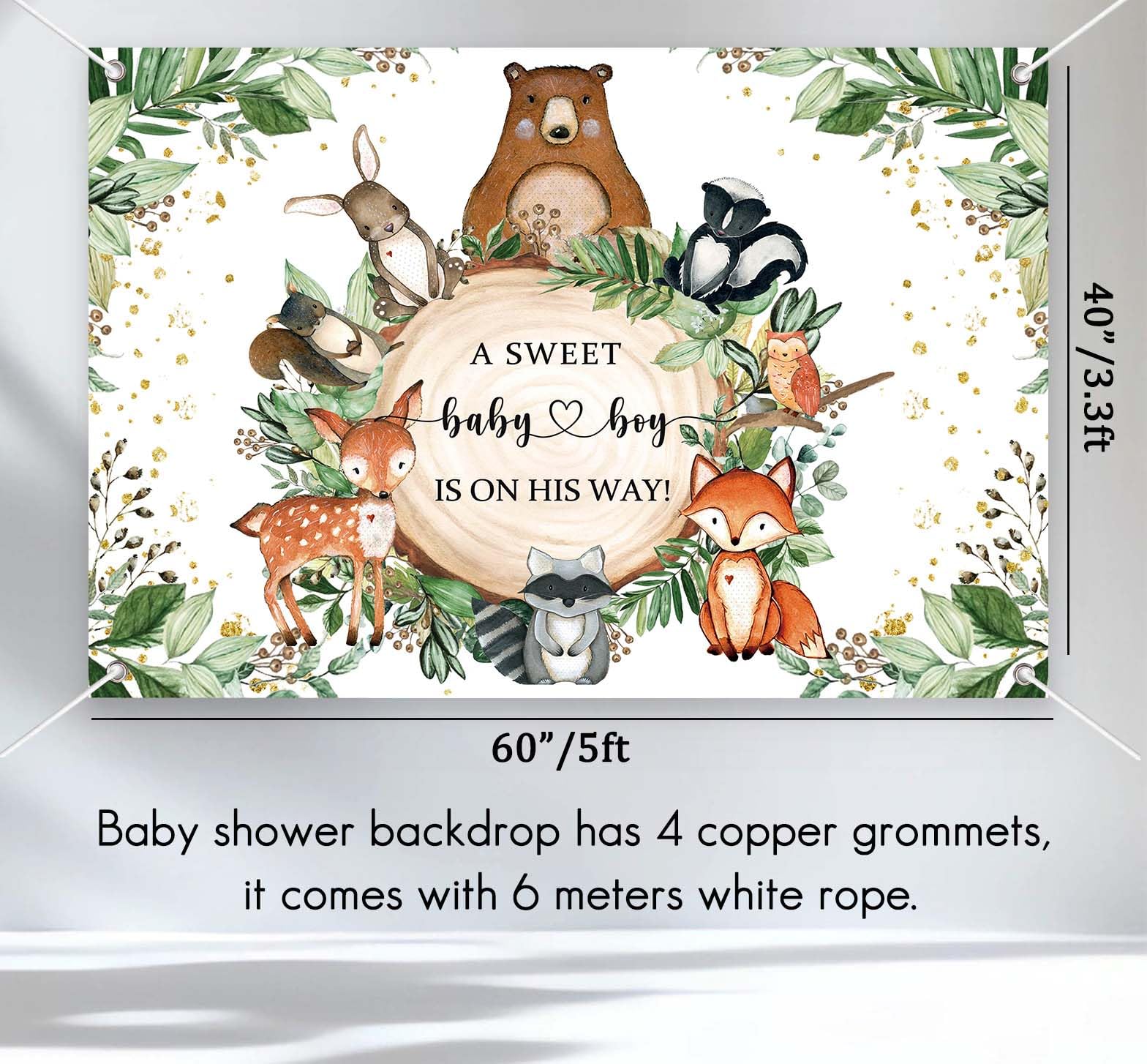 Decoraciones para baby shower de animales del bosque