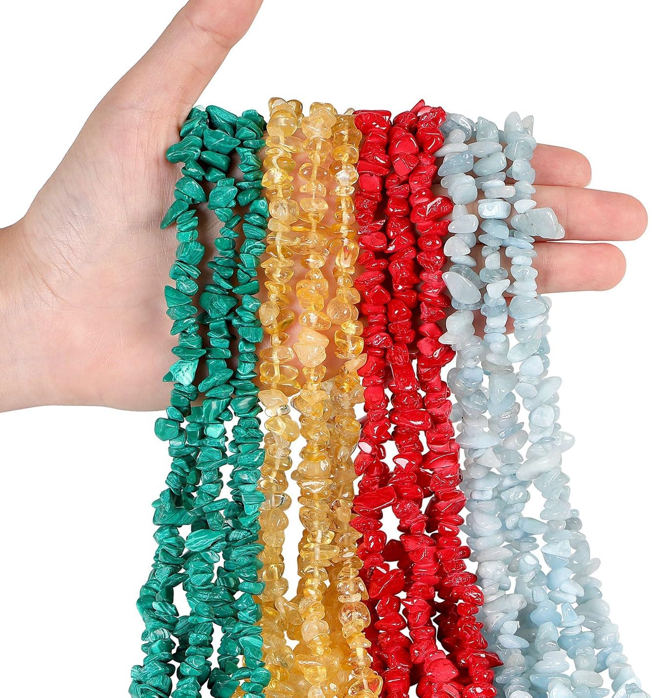 LAIDANLA Aquamarine 400pcs Natural Chip Stone Beads 5-8mm Healing Crystal Irregular Gemstones Drilled DIY Loose Rocks Bead Crystal for Bracelet Earrings Necklace Jewelry Making Crafting - Image 3