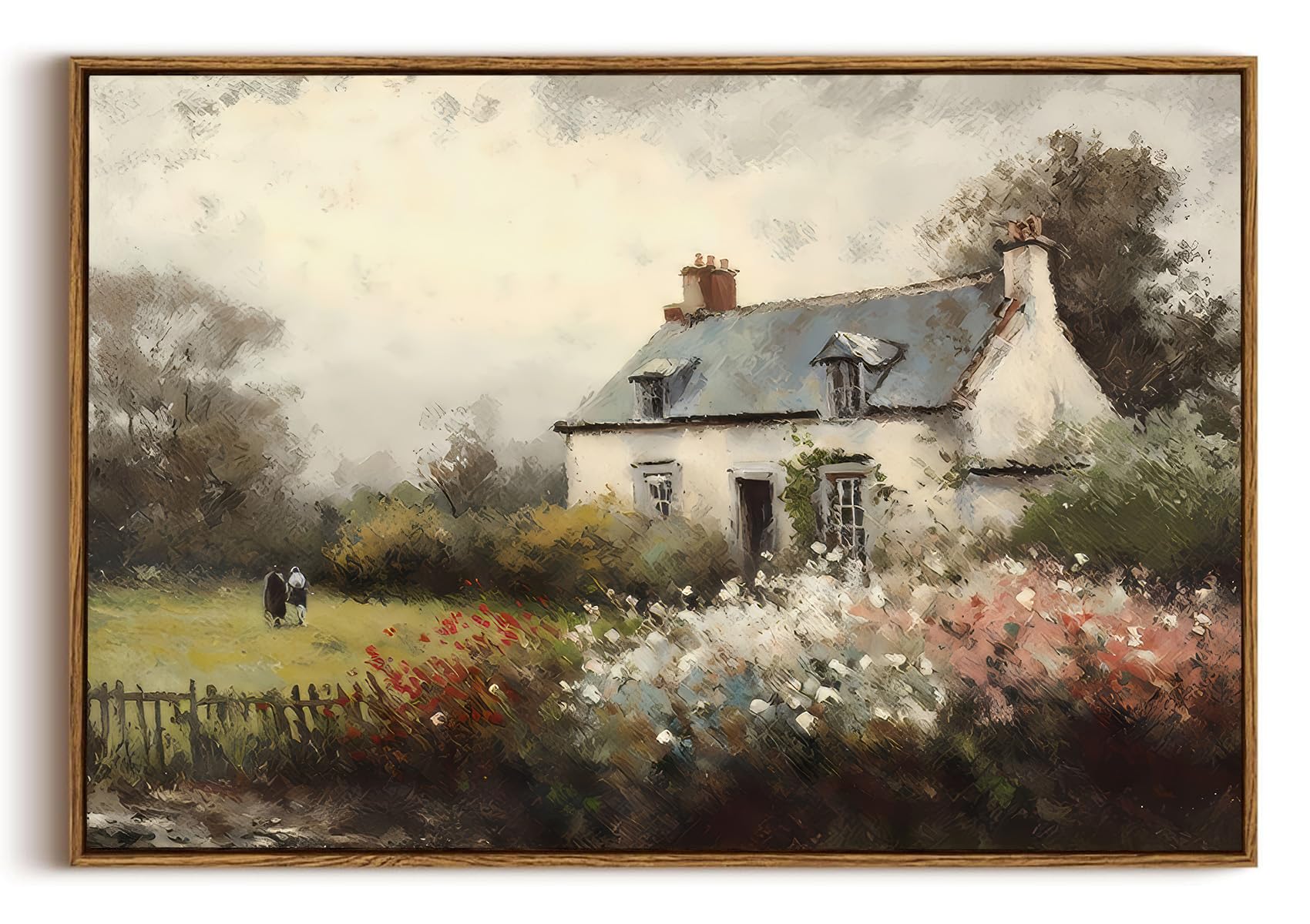 OIQArtOIQ Framed Canvas Wall Art,Vintage Decor,Landscape Nature Country Wildflower Paintings Farmhouse Pictures Modern Artwork Rustic Fall Flower Prints Cottagecore Office Living Room Bedroom Bathroom — view 15