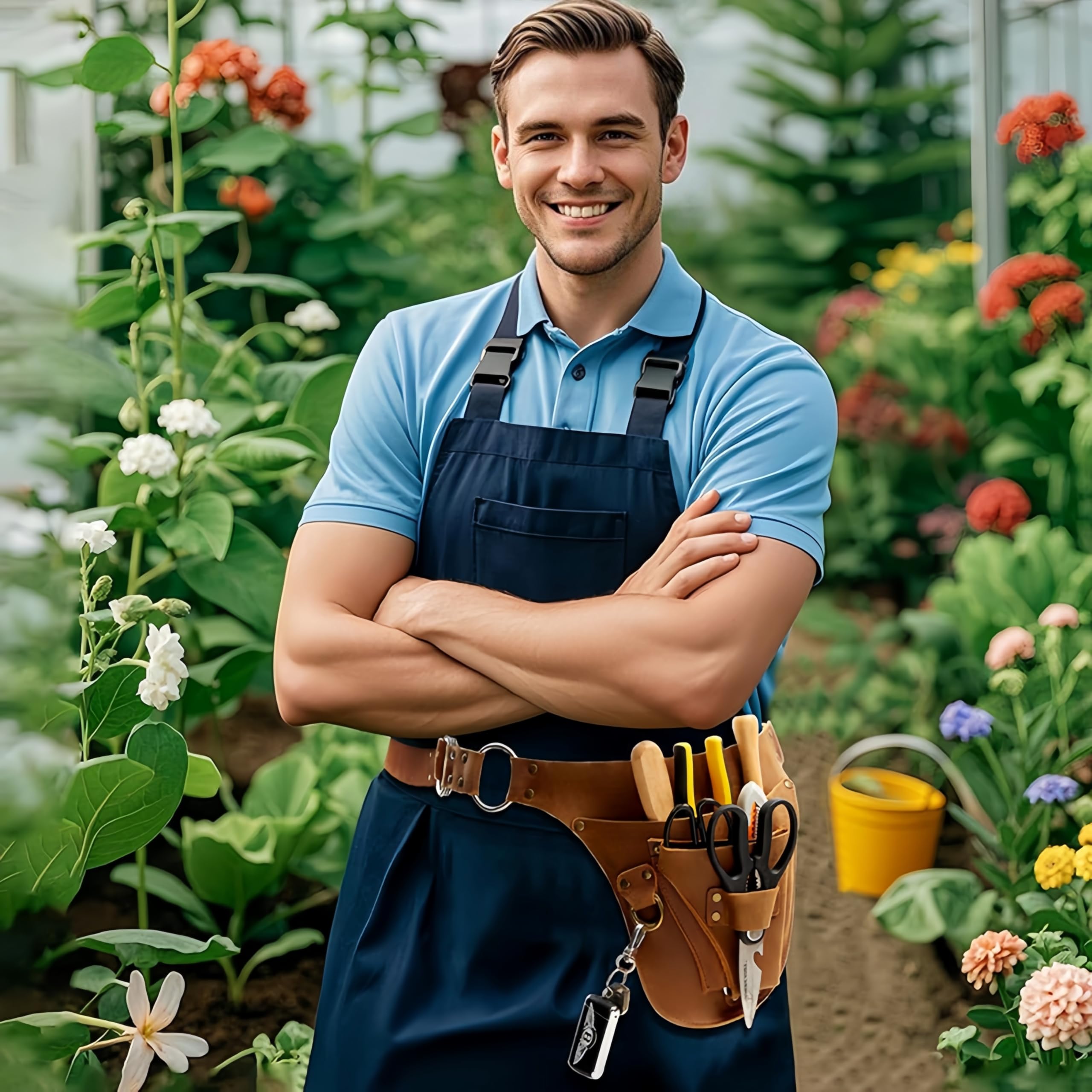 Ceinture à outils de jardin, ceinture d'outils de jardin, organisateur portable en cuir PU lourd, multifonctionnel pour femmes et hommes jardiniers