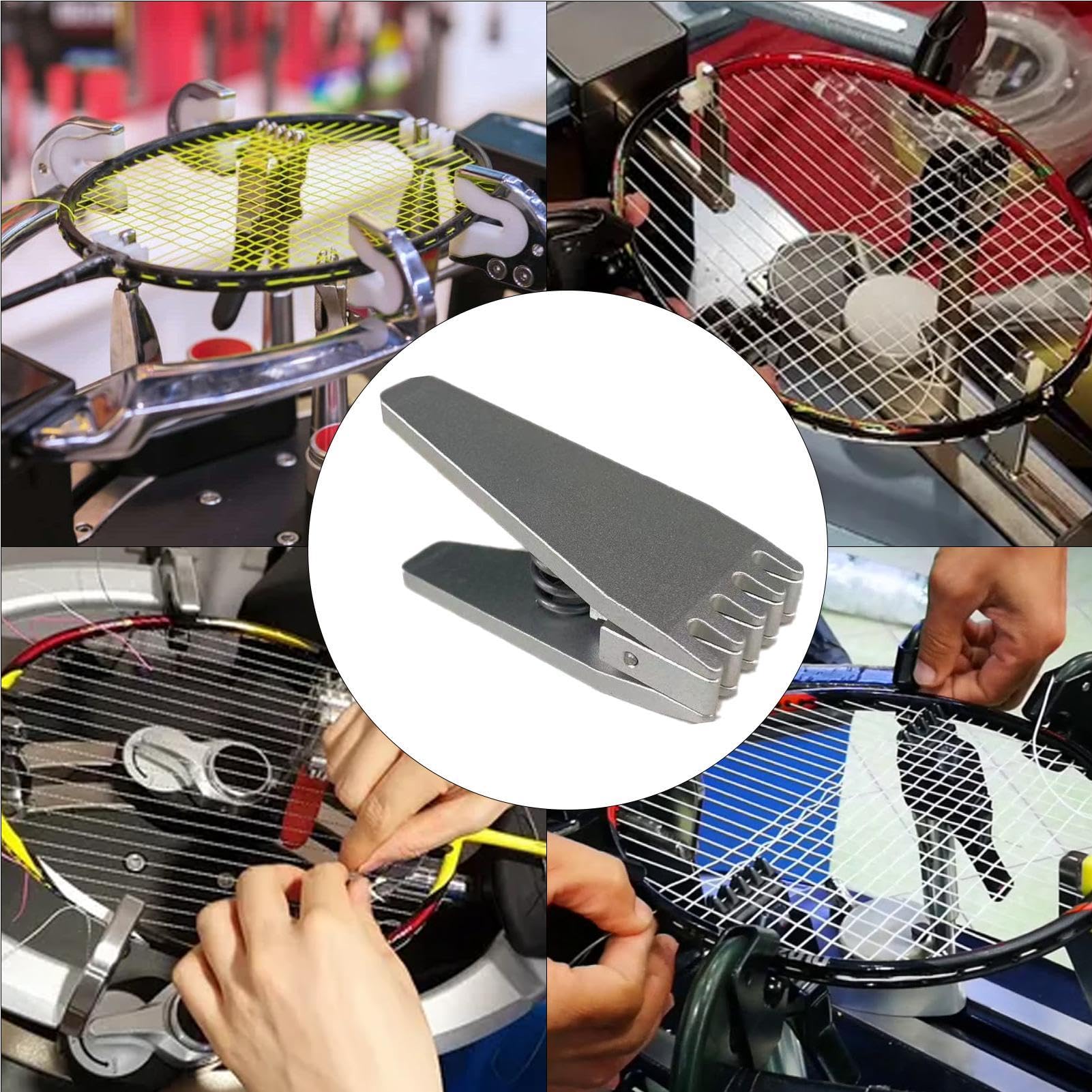 Morsetto di Tensione per Racchetta da Badminton, Morsetto di avviamento per Badminton, a 5 Denti, per Racchette da Badminton, in Lega di Alluminio, Accessori per Macchine per incordatura, Pinza per