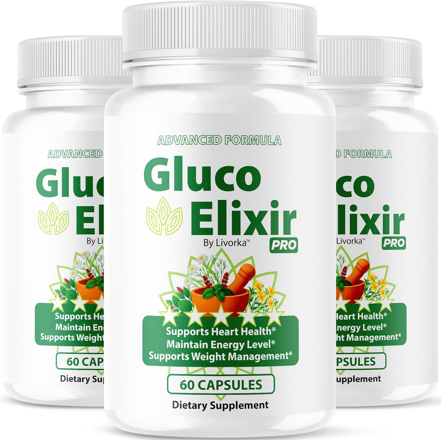 (3 Pack) GlucoElixir Pro Capsules - Official GlucoElixir Pro Blood Health Support Advanced Formula Pills - Maximum Strength, Natural Vitamins for Overall Health & Wellness, 180 Capsules for 3 Months