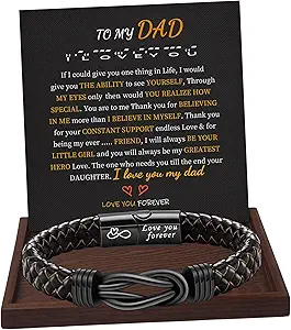 I Love You Gifts for Him Leather Bracelet for Men Knot Infinity Bracelets Valentines Day Gift for Husband Boyfriend Dad Son Grandson Anniversary Birthday Jewelry Graduation Gifts for Him 2024