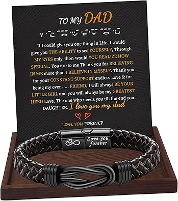 I Love You Gifts for Him Leather Bracelet for Men Knot Infinity Bracelets Valentines Day Gift for Husband Boyfriend Dad Son Grandson Anniversary Birthday Jewelry Graduation Gifts for Him 2024