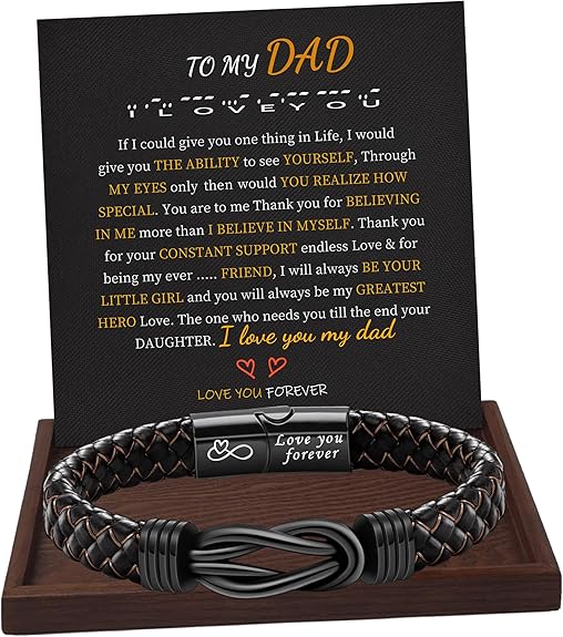 I Love You Gifts for Him Leather Bracelet for Men Knot Infinity Bracelets Valentines Day Gift for Husband Boyfriend Dad Son Grandson Anniversary Birthday Jewelry Graduation Gifts for Him 2024