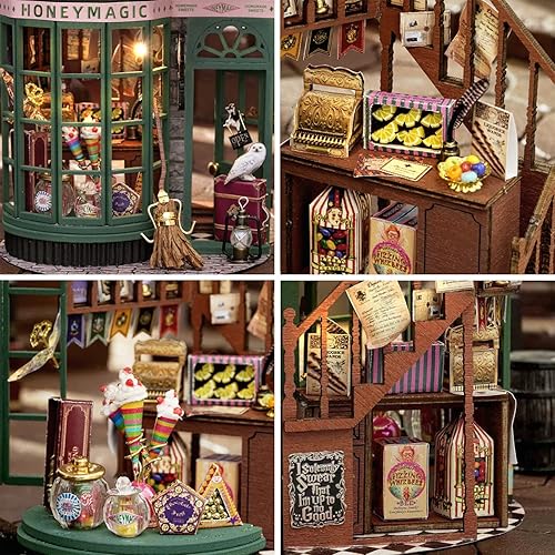 Miniatura 10 de Roroom Kit de casa de muñecas en miniatura y muebles mini casa de muñecas 3D de madera con cubierta a prueba de polvo y LED idea creativa de