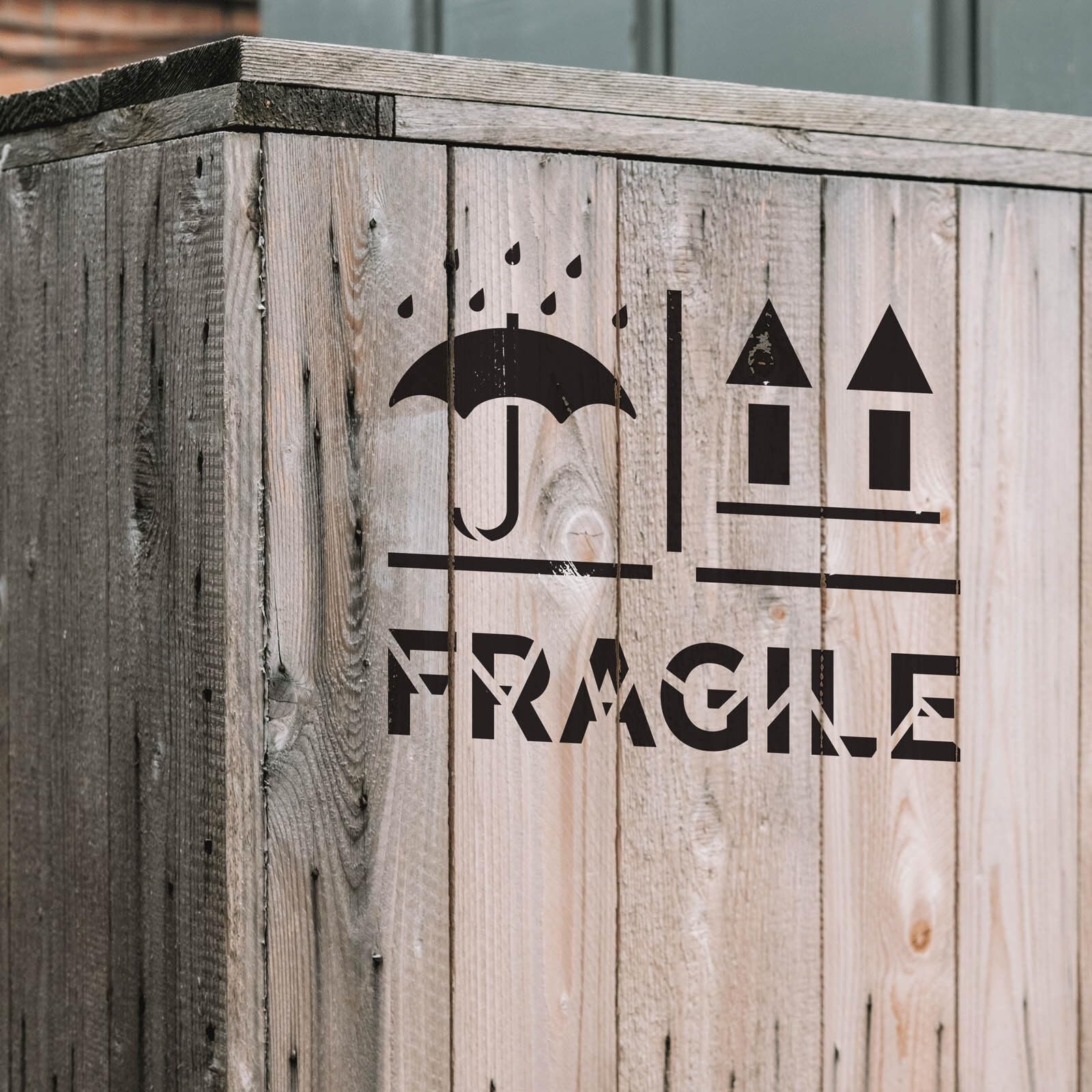 Stencil con scritta "Fragile Right Side Up Keep Dry" – Stencil per pittura aerografo, decorazione artistica da parete, modello fai da te, in Mylar da 7,5 mm, riutilizzabile