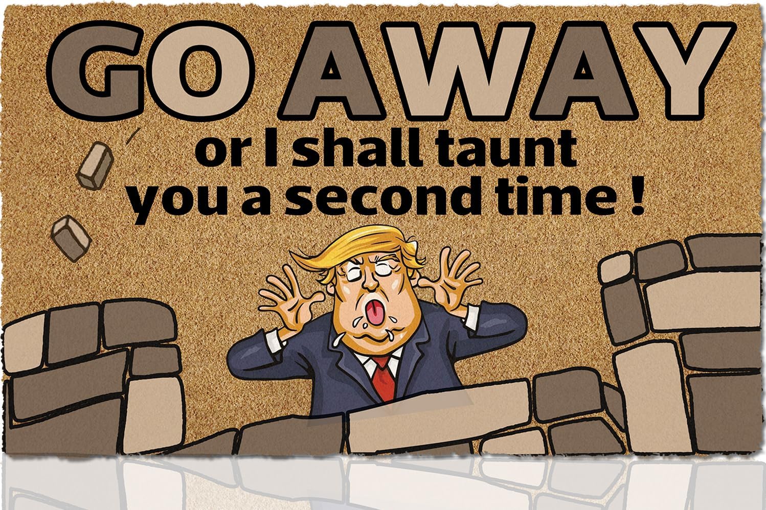 Come Back with a Warrant or Level Iv Plates Faux Coir Felt Front Door Mats Doormats Funny Mat Non-Slip with Rubber Backing, 23.6" x 15.7" Size Front Door Mats Outside for Outdoor Entrance