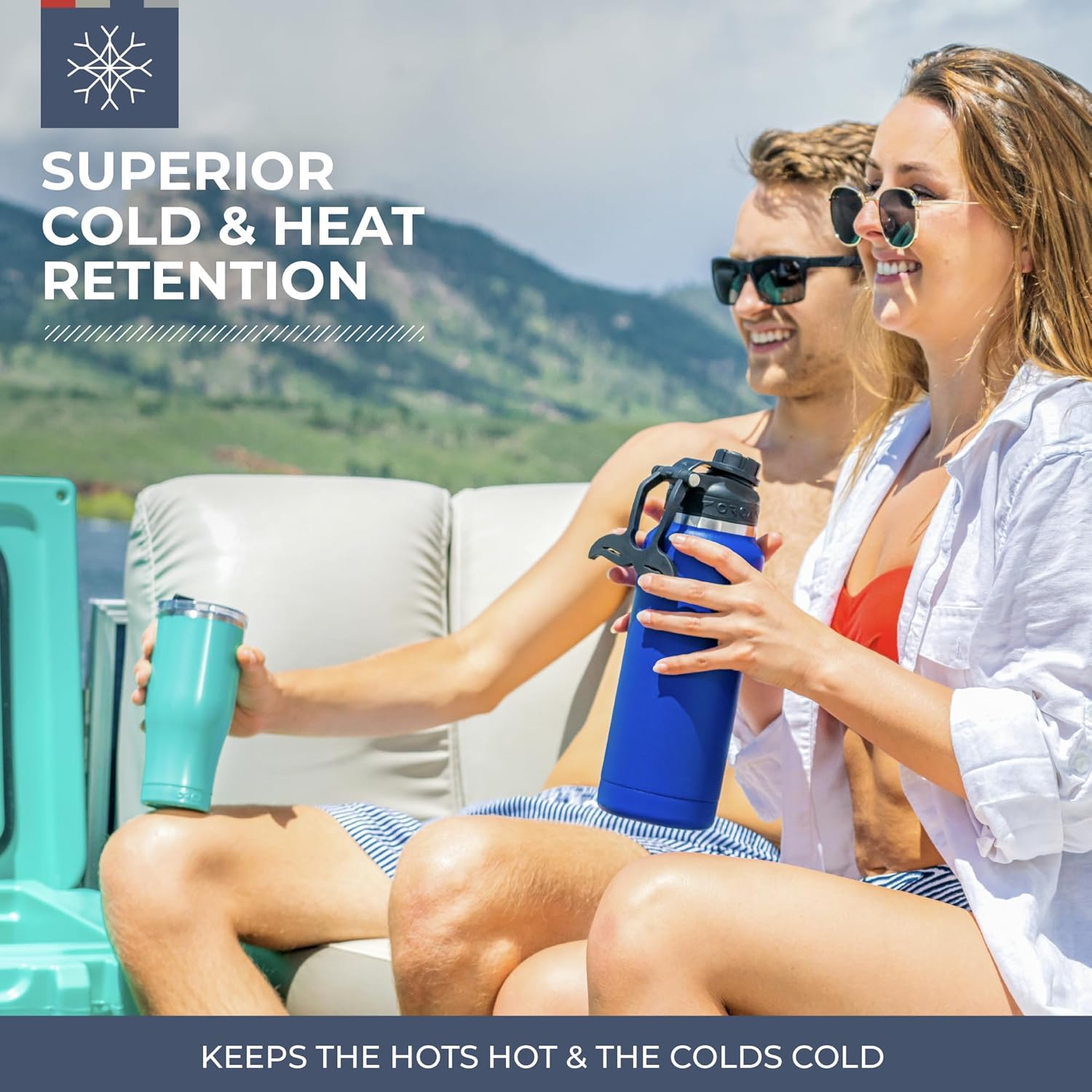 ORCA Hydra 34oz | Insulated, Stainless Steel Water Bottle with Powder Coat Finish & Silicone Grip Whale Tale Handle, Dishwasher Safe Sports Bottle — Pearl - Image 6