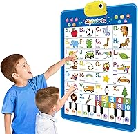 Vista 1 de Richgv Póster interactivo de aprendizaje ABC para niños pequeños. Gráfico de pared del alfabeto parlante con 5 modos de aprendizaje. Juguetes