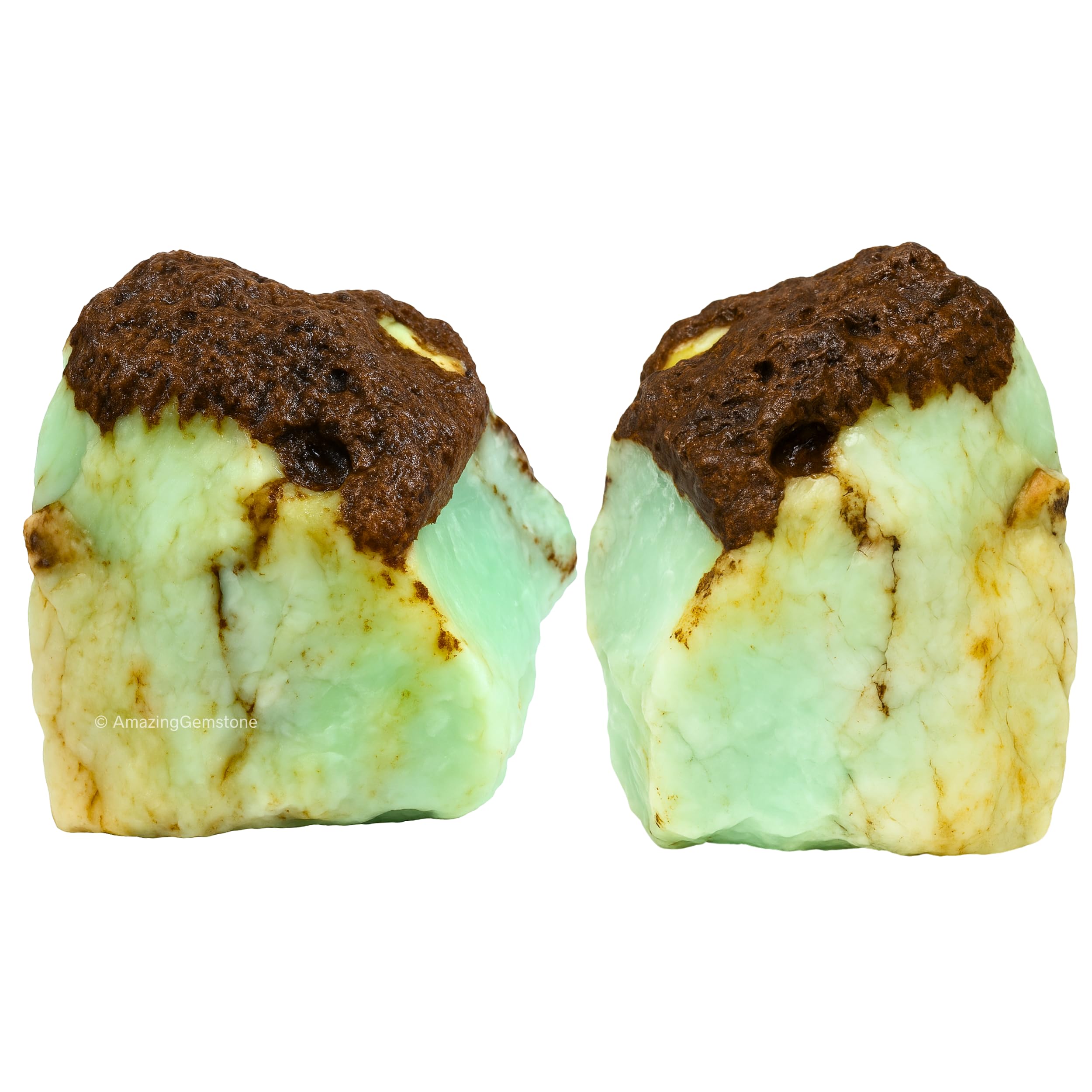 Chrysoprase Crystals and Healing Stones, 2 Piece Raw | Certified Healing Crystal Rough Rocks For Tumbling and DIY Projects Gifts - Positive Energy, Chakra Healing, Meditation