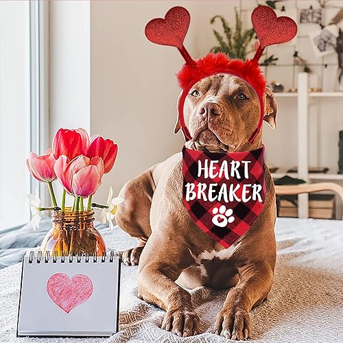 Miniatura 2 de STMK Bandana para el día de San Valentín, diadema de corazón para el día de San Valentín, bandanas para perros pequeños, medianos y grandes, trajes