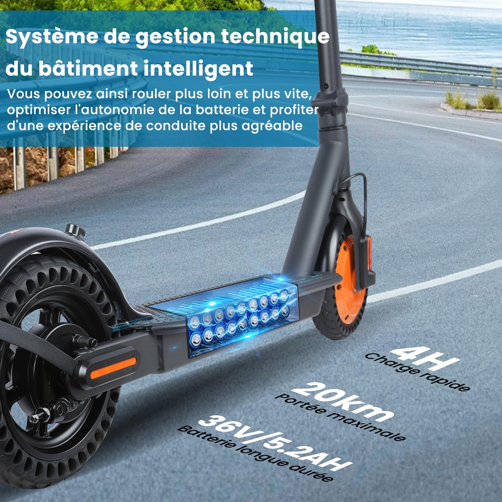Trottinette Electrique, Moteur 500W/25KM/H, Autonomie de 20 km, Batterie 36V 5.2AH, 8.5'' Pneu Anti-crevaison, Trottinette Électriques Adulte Pliable, avec Double Frein, APP