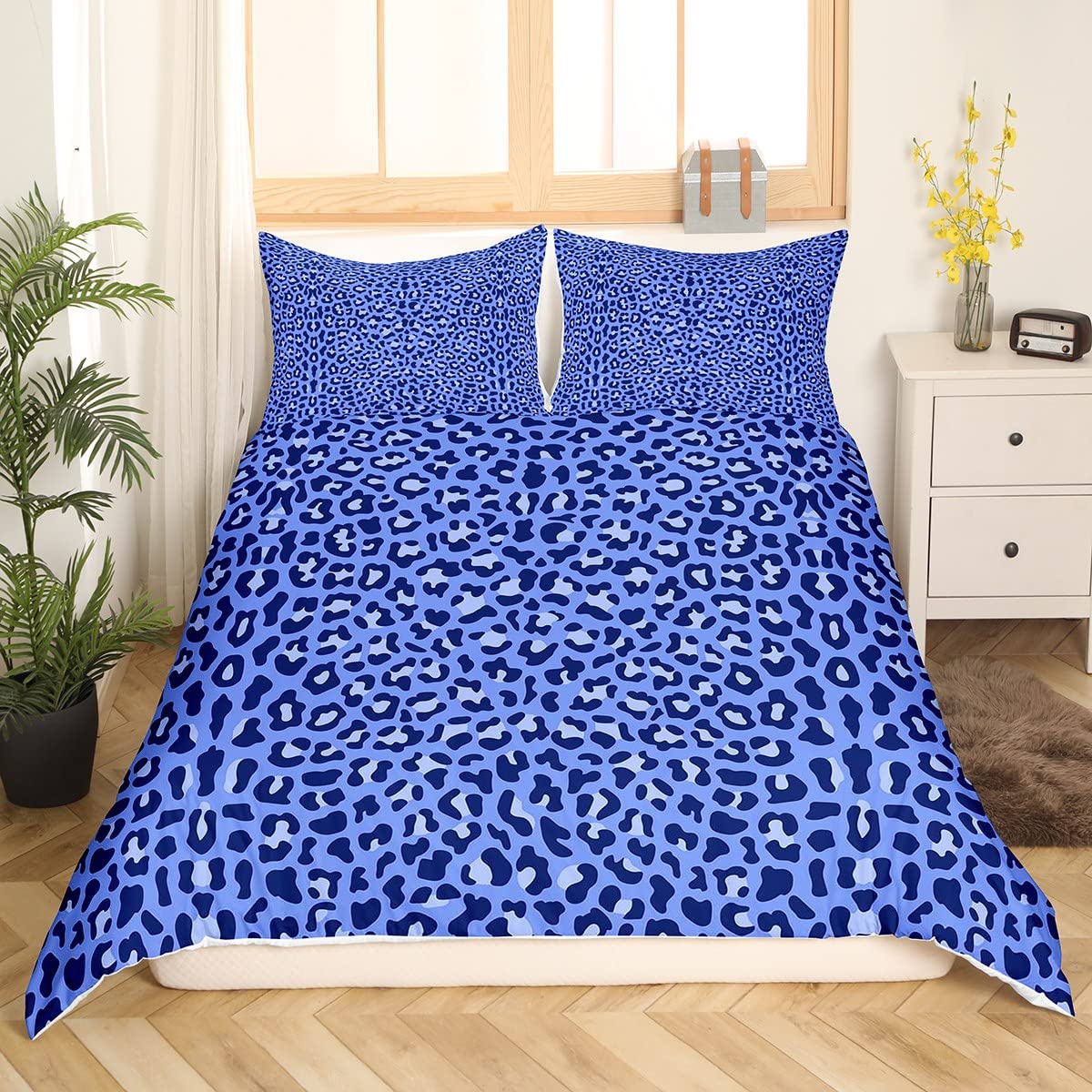 Housse de couette bleu noir motif animal pour habiller facilement un lit d'enfant